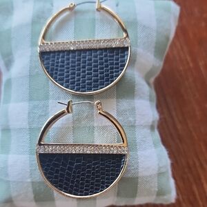 Gold and Black Hoop Earrings